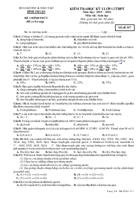 Kiểm tra học kỳ 1 lớp 12 thpt năm học 2015  2016 môn thi sinh học thời gian làm bài 60 phút